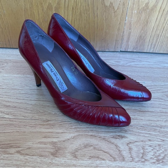 NWOT VINTAGE EVAN PICONE WOMEN’S MAROON CLOSED TOE HIGH HEEL SHOES SIZE 6.5M - Picture 15 of 16
